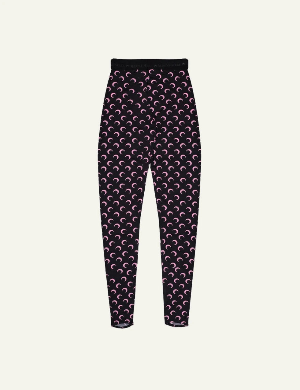 Marine Serre moon print jersey leggings black me pink details front view