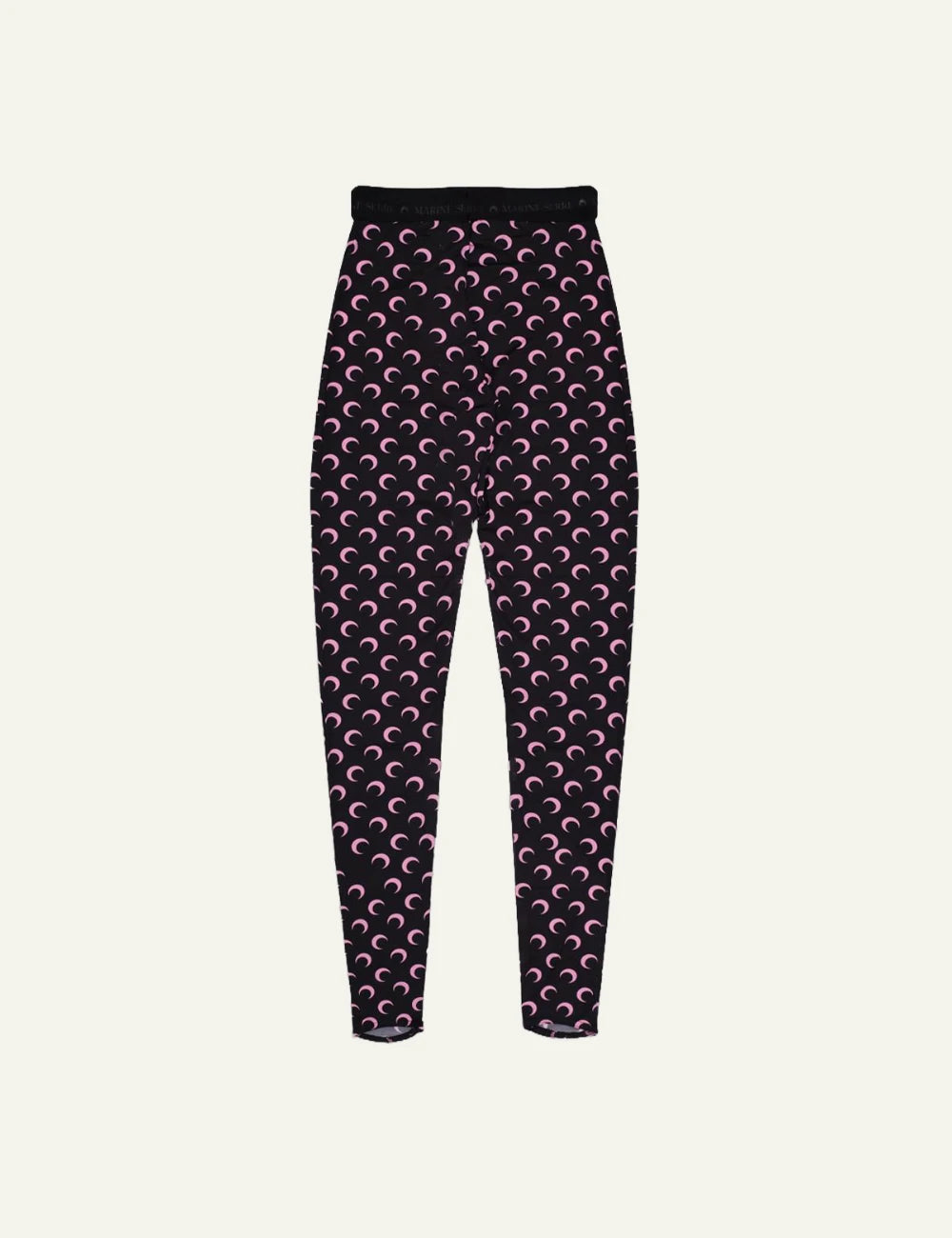 Marine Serre moon print jersey leggings black me pink details back view