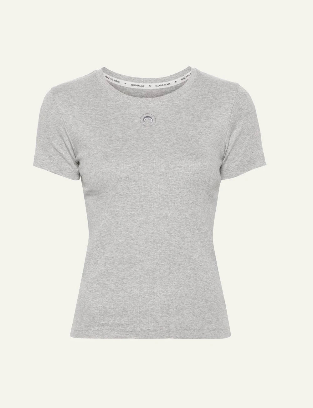 Marine Serre grey melange t-shirt me crescent moon embroidery front view