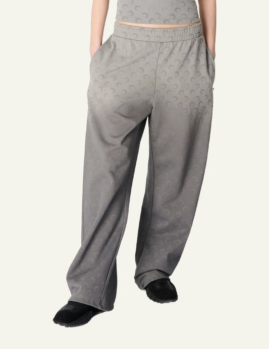 Marine Serre grey moon pattern wide leg sweatpants front view