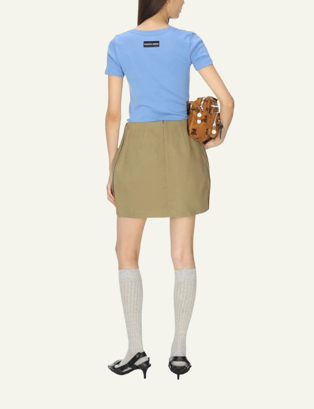 Marine Serre light blue ribbed t-shirt me moon logo back view
