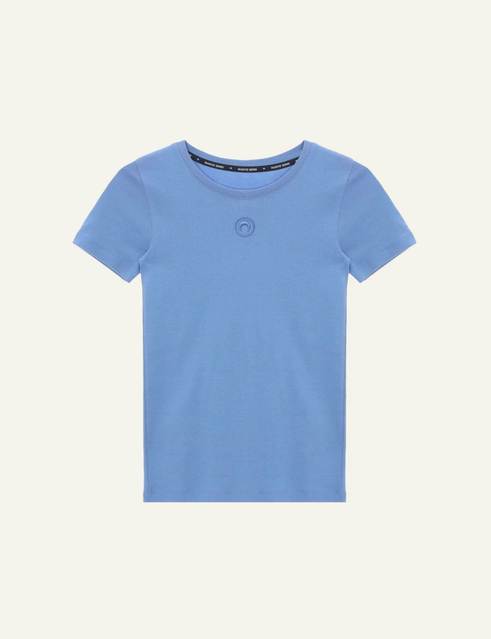 Marine Serre light blue ribbed t-shirt me moon logo front view