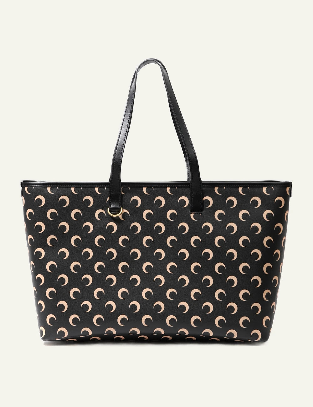 Marine Serre moon pattern black tote bag front view