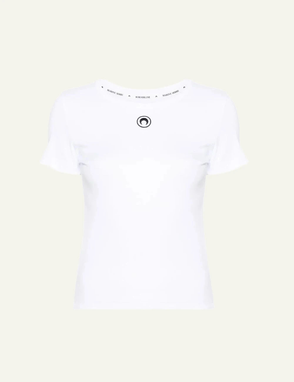 Marine Serre white crescent moon embroidered t-shirt front view