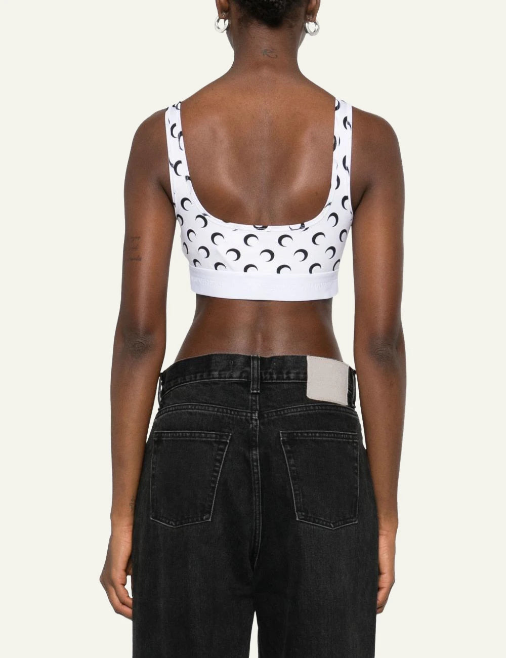 Marine Serre white moon print bralette back view