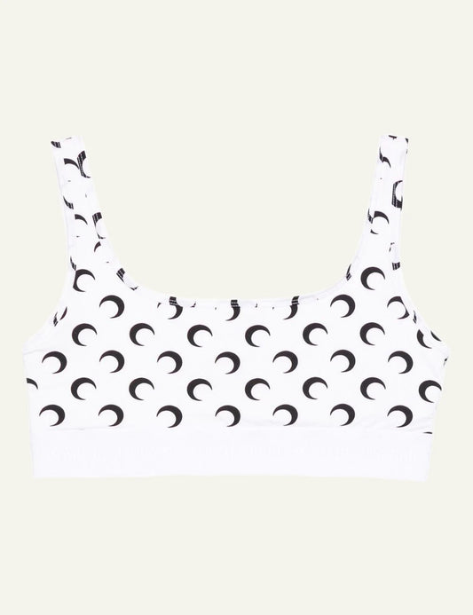 Marine Serre white moon print bralette front view