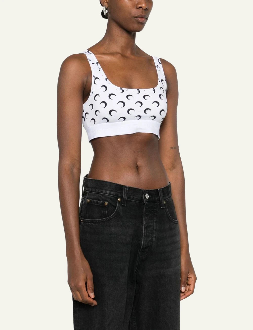 Marine Serre white moon print bralette side view
