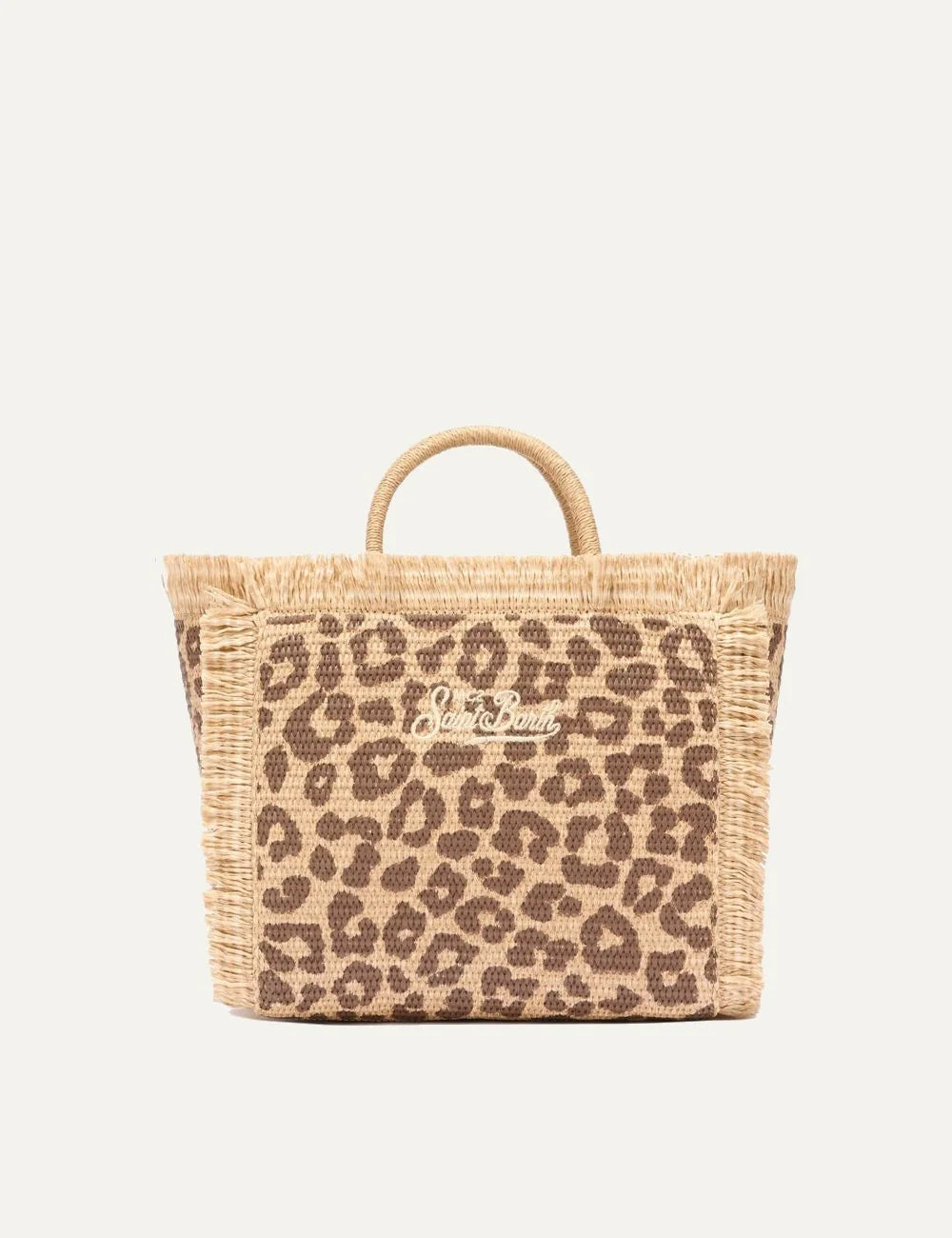 mc2 saint barth colette straw bag leopard beige brown front view