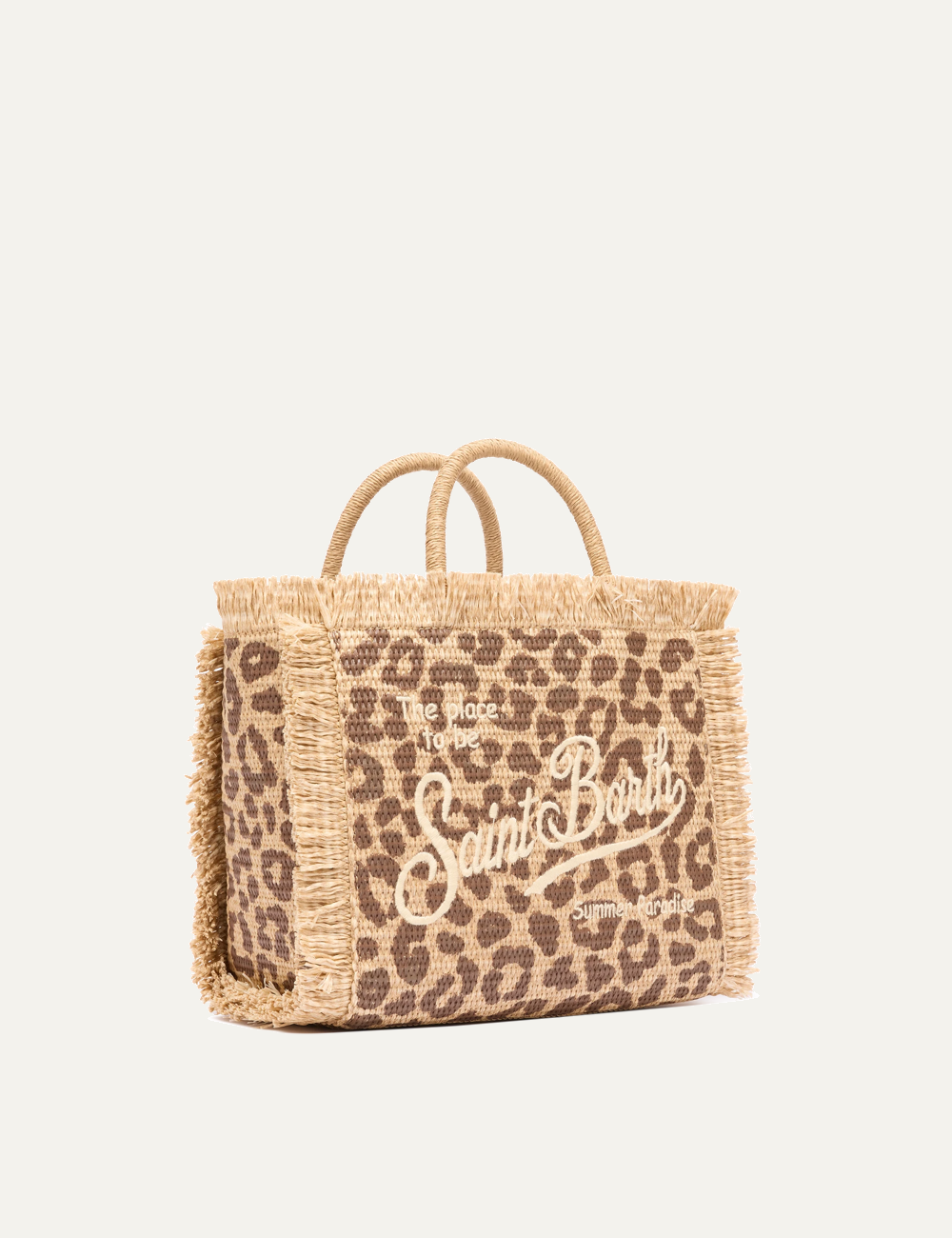 mc2 saint barth colette straw bag leopard beige brown side view