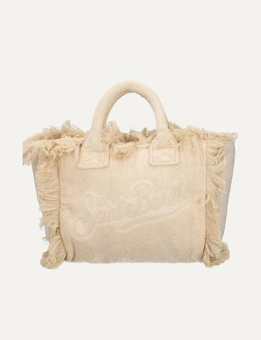 mc2 saint barth colette terry bag beige fringes front view