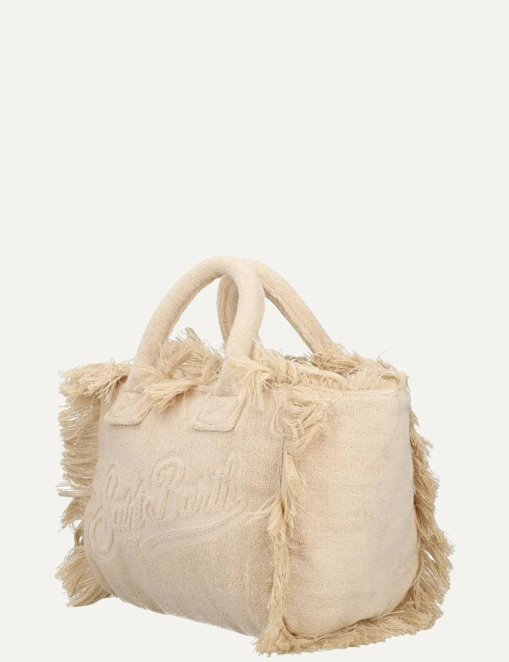 mc2 saint barth colette terry bag beige fringes side view