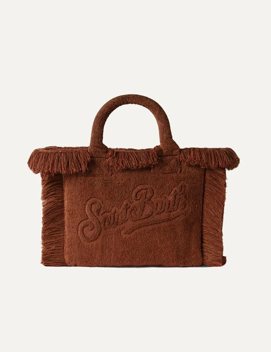 mc2 saint barth colette terry bag brown fringes front view