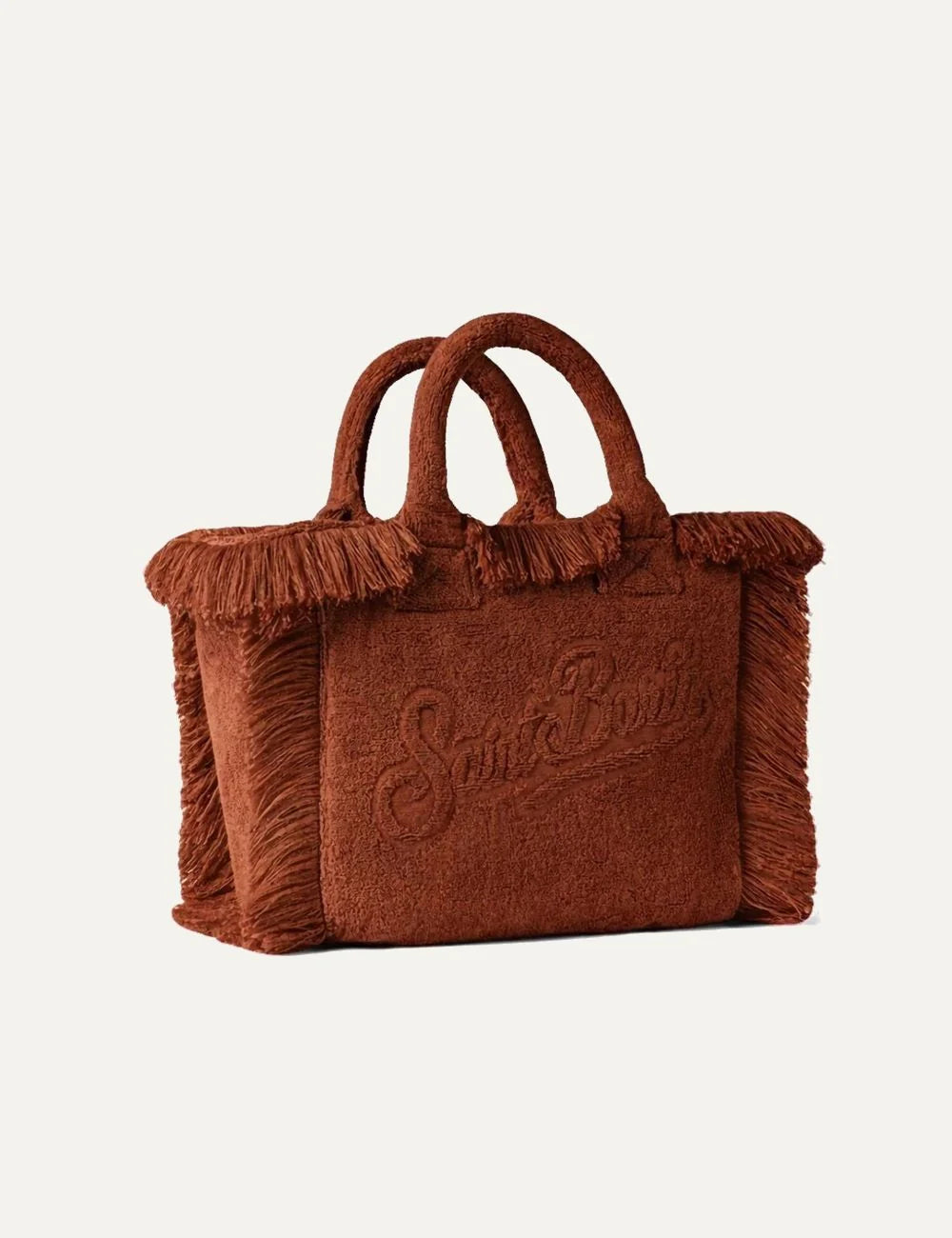 mc2 saint barth colette terry bag brown fringes side view