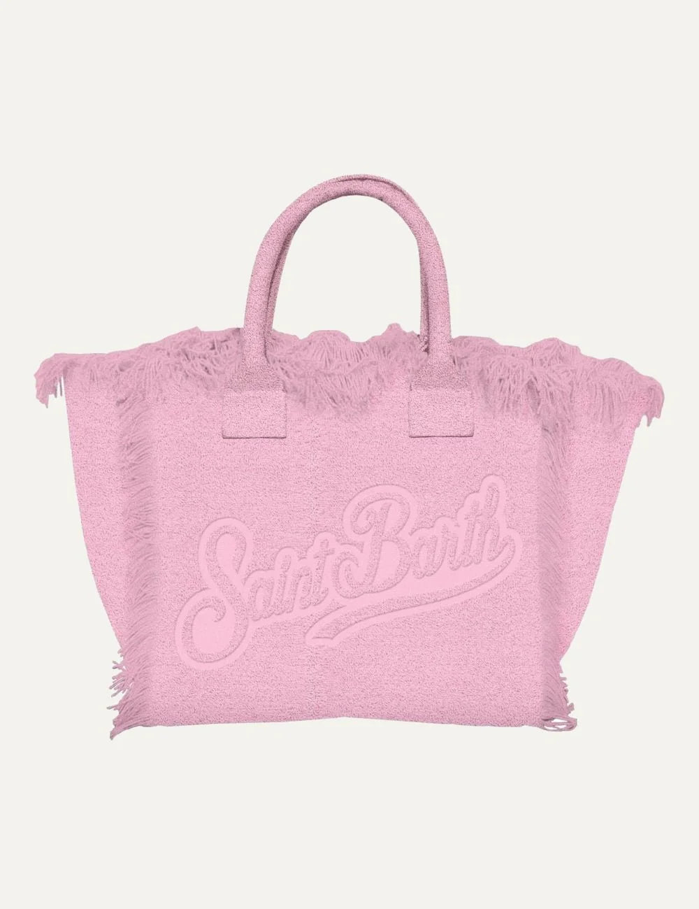 mc2 saint barth colette terry bag pink fringes front view