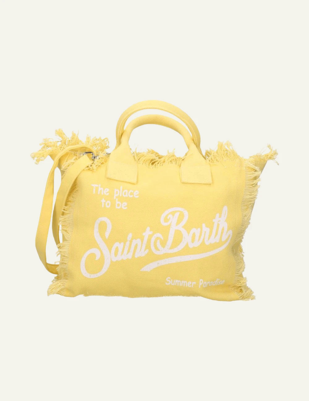 MC2 Saint Barth yellow canvas tote bag with fringe front