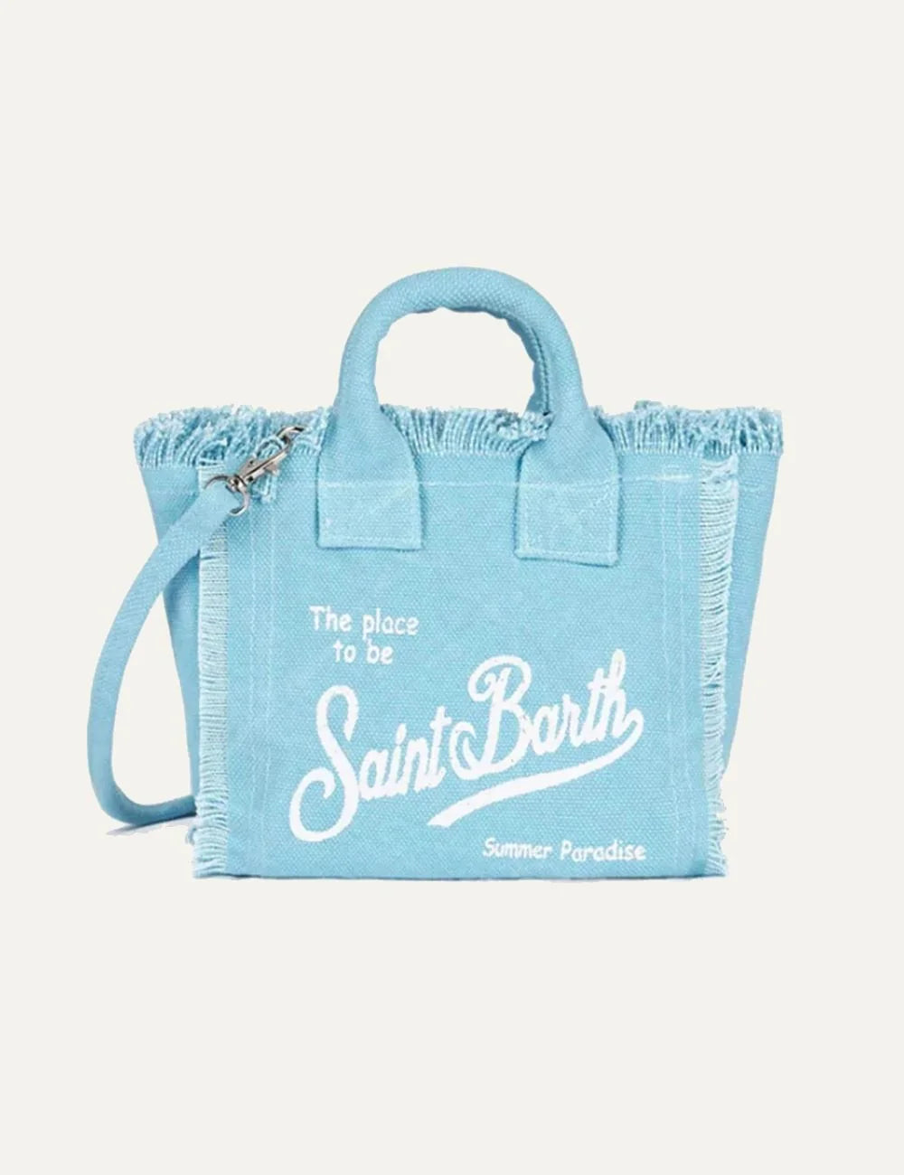 mc2 saint barth mini linen bag blue logo front view