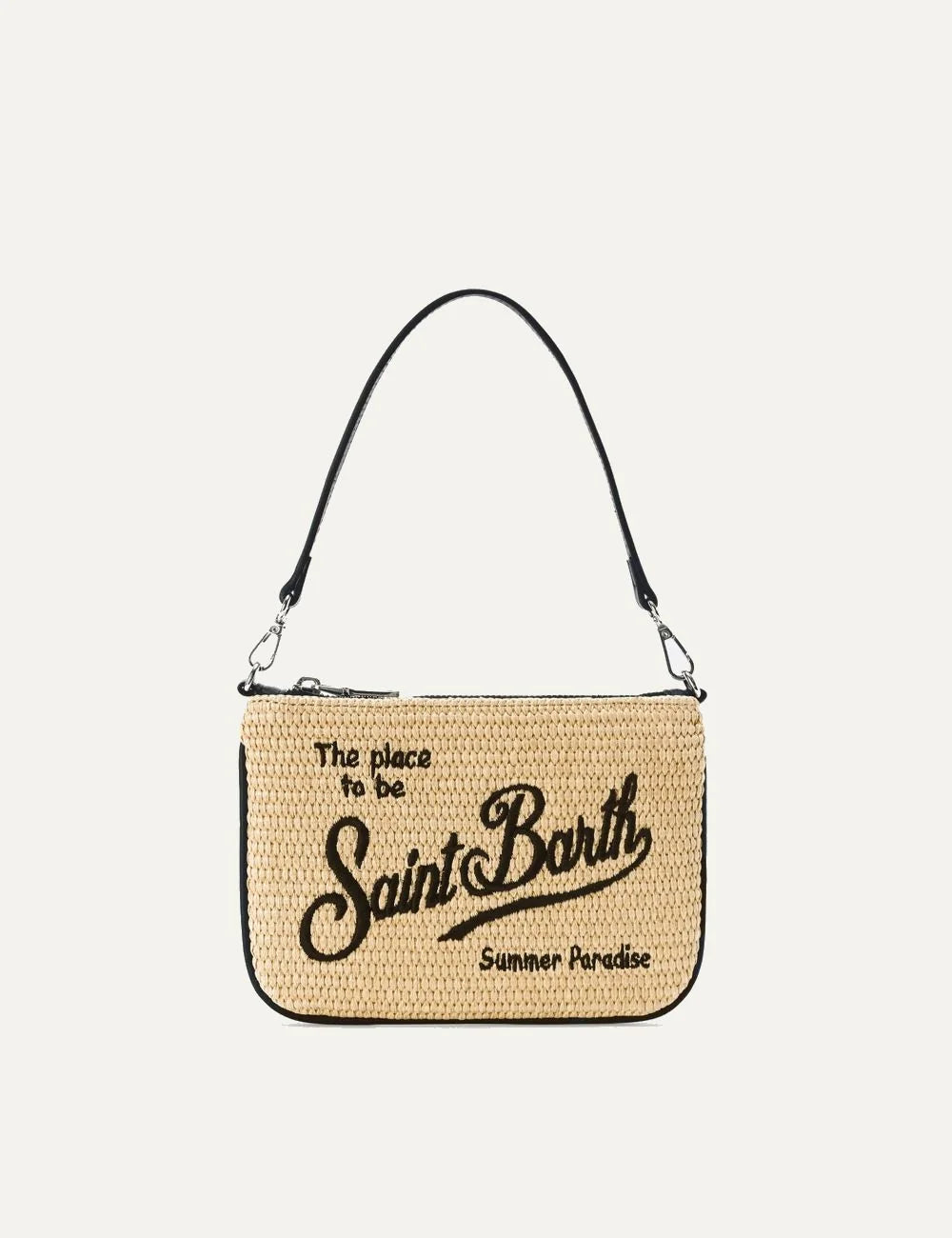 mc2 saint barth mini parisienne pouch beige black logo front view