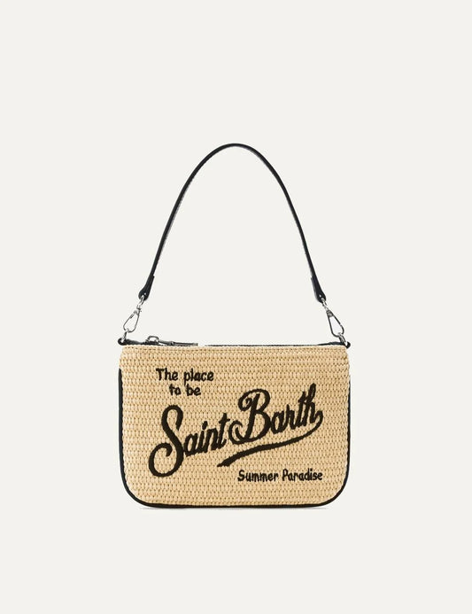 mc2 saint barth mini parisienne pouch beige black logo front view