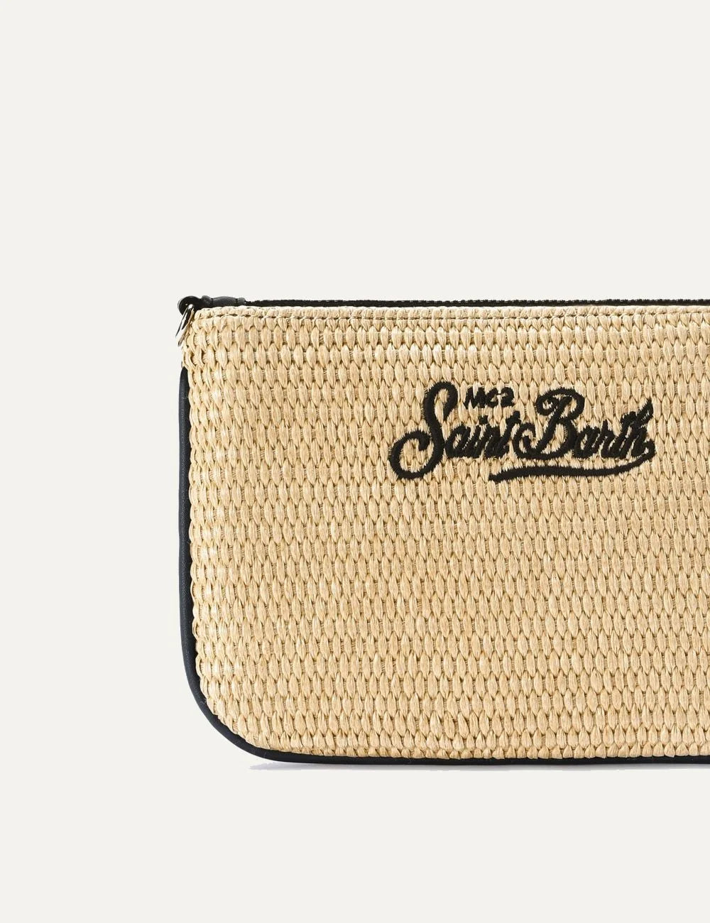mc2 saint barth mini parisienne pouch beige black logo front detail view