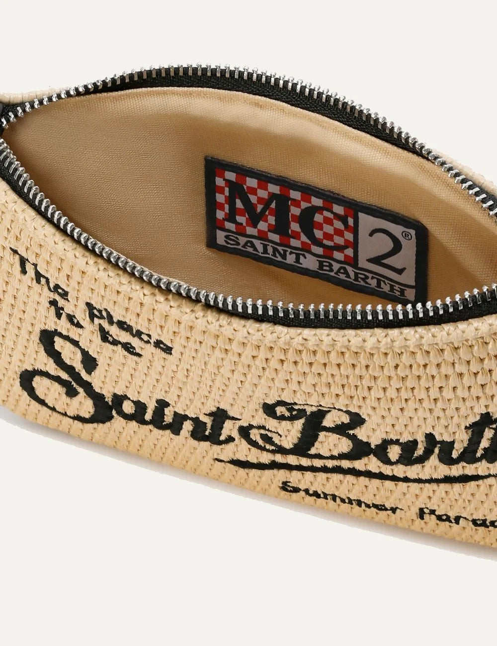mc2 saint barth mini parisienne pouch beige black logo top view