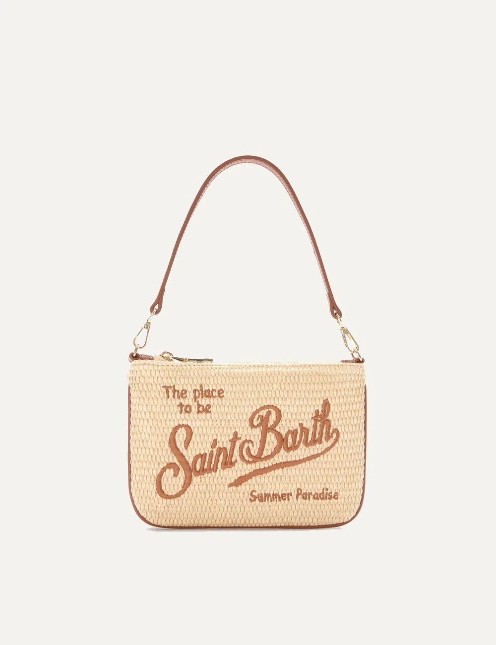 mc2 saint barth mini parisienne pouch beige brown logo front view