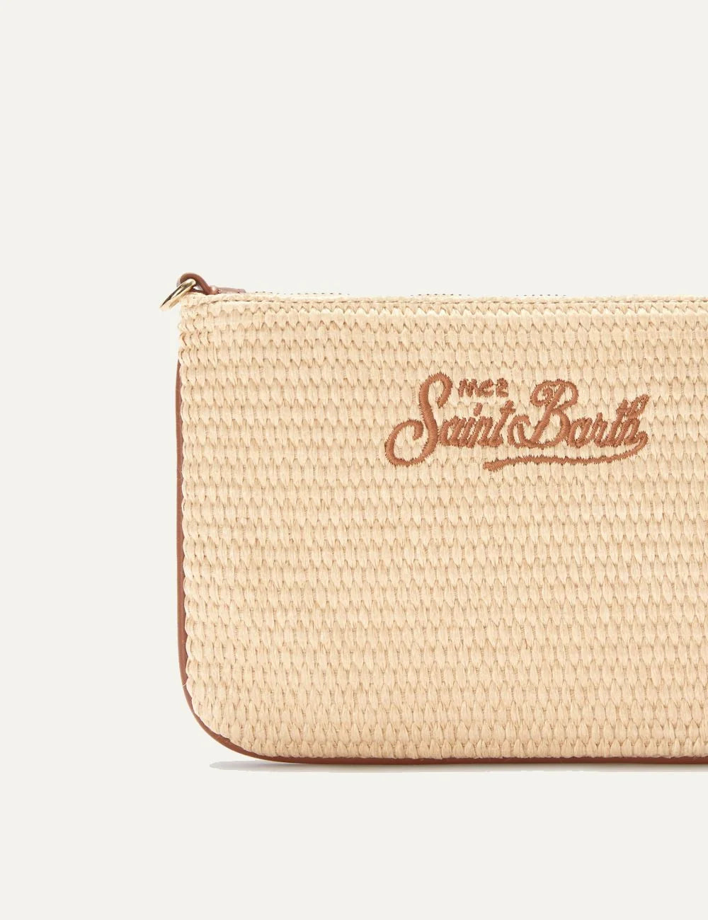 mc2 saint barth mini parisienne pouch beige brown logo front detail view