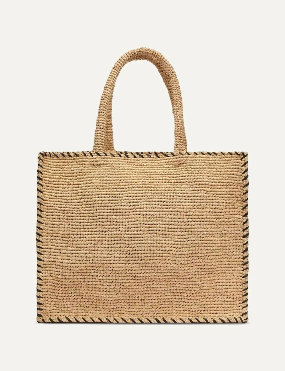 mc2 saint barth raffia tote bag beige black logo tassel back view