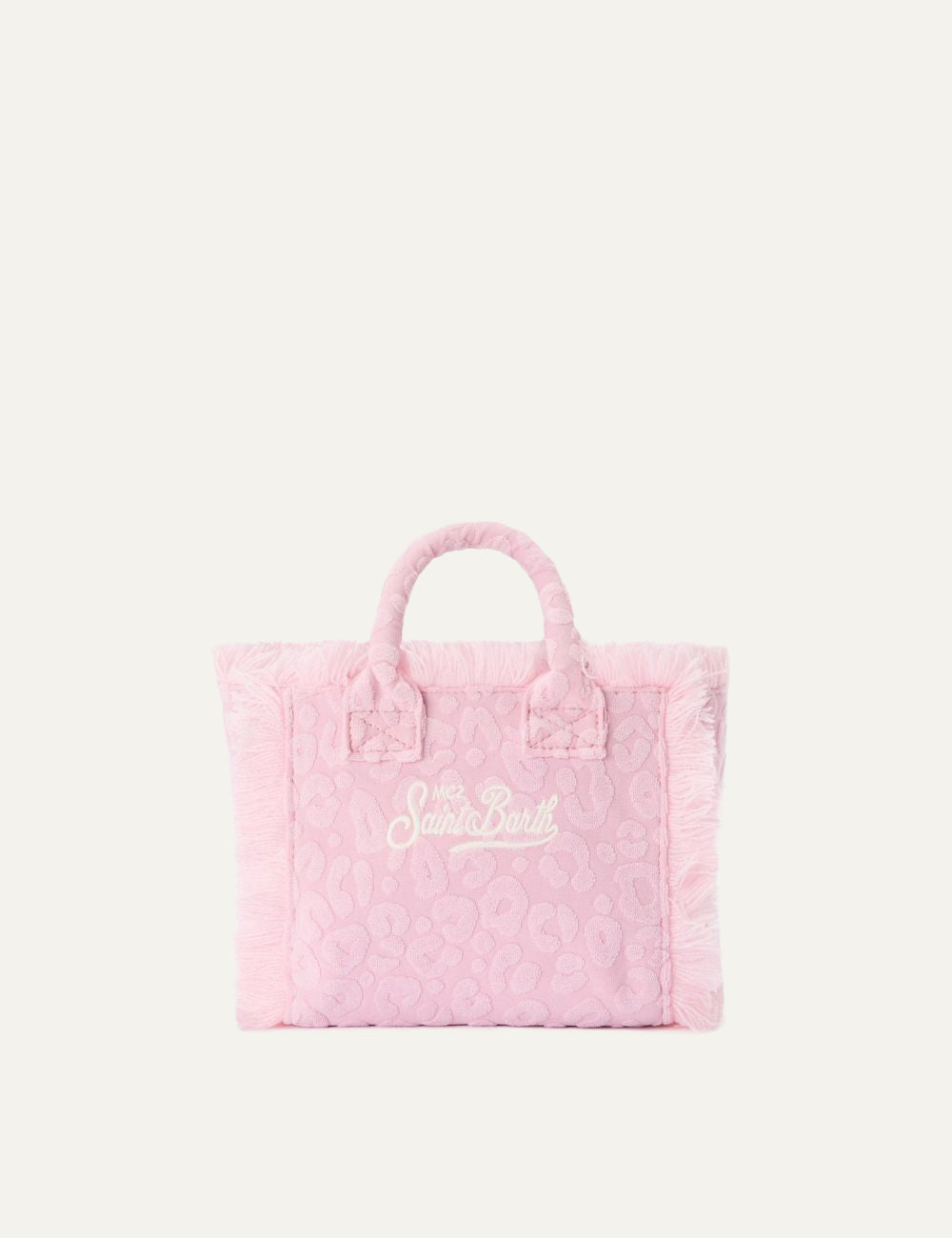 mc2 saint barth vanity mini terry leopard bag pink embroidered logo back view