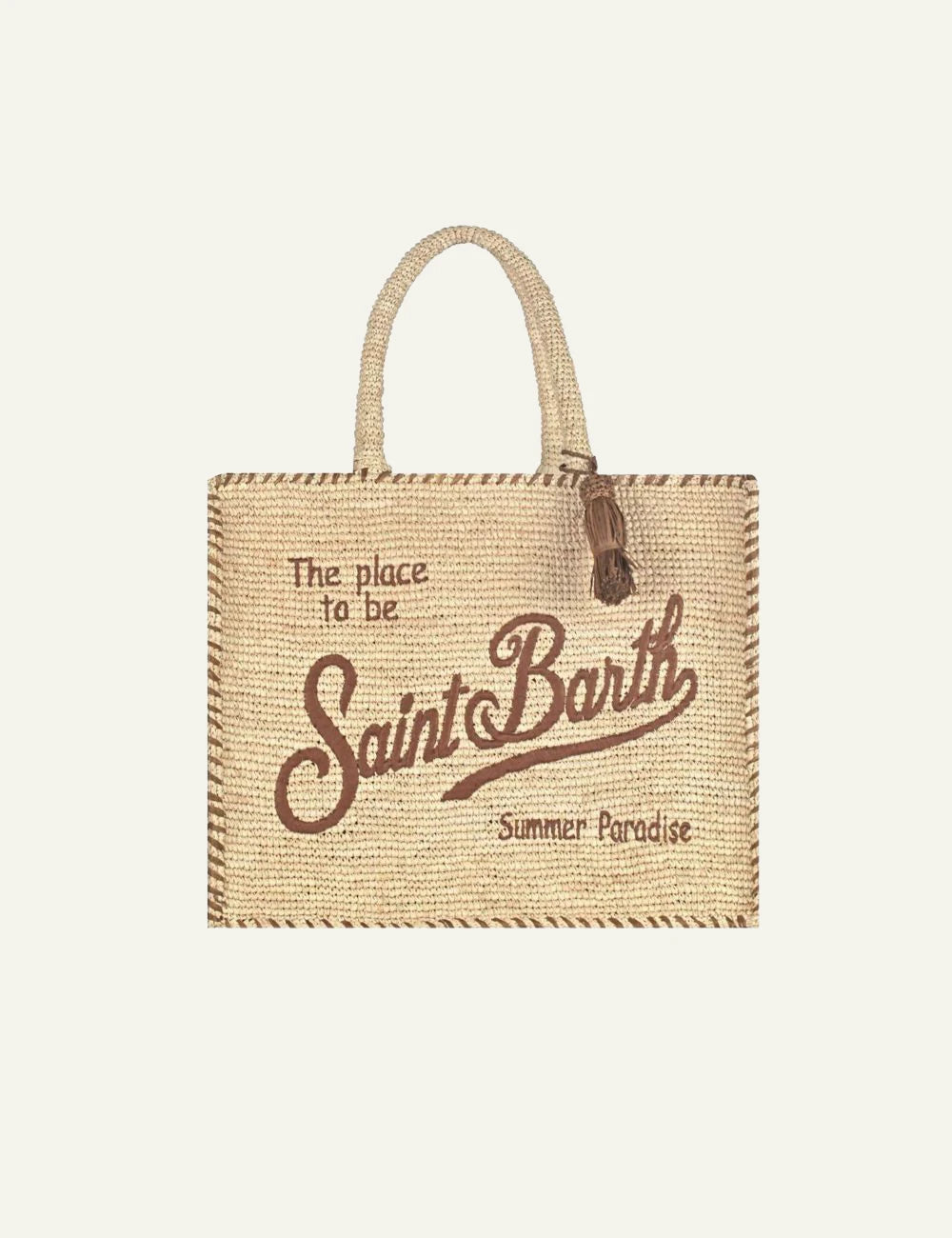 MC2 raffia tote bag beige logo saint barth front view