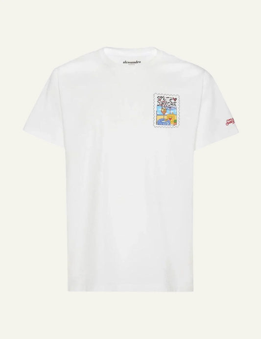 MC2 Saint Barth Alessandro Enriquez white cotton T-shirt chest graphic front view