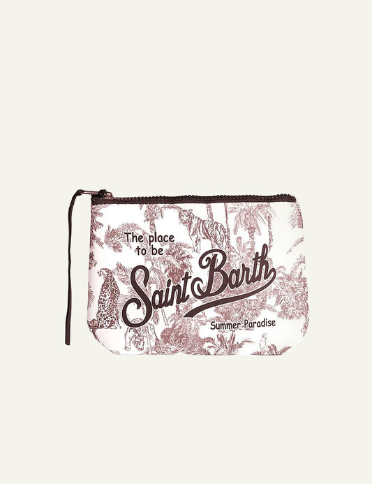 Mc2 Saint Barth Aline Pochette jungle oceania print small pouch front view