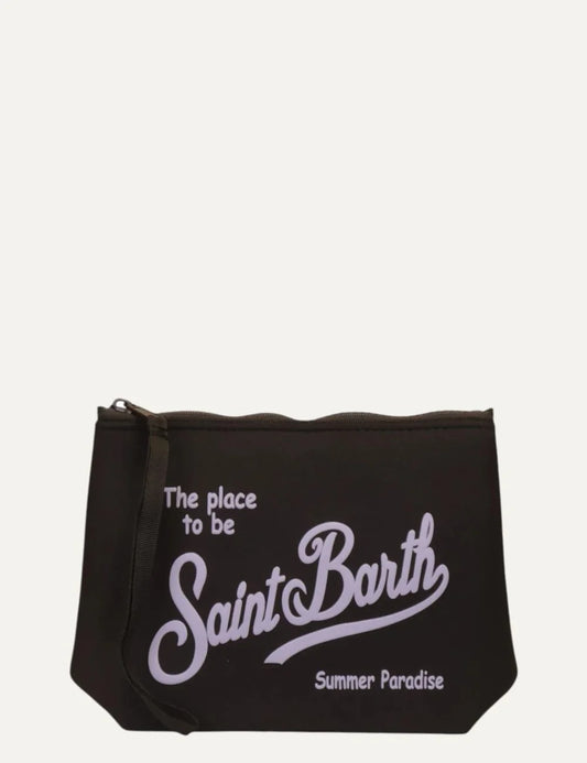 mc2 saint barth aline pouch brown white logo front view