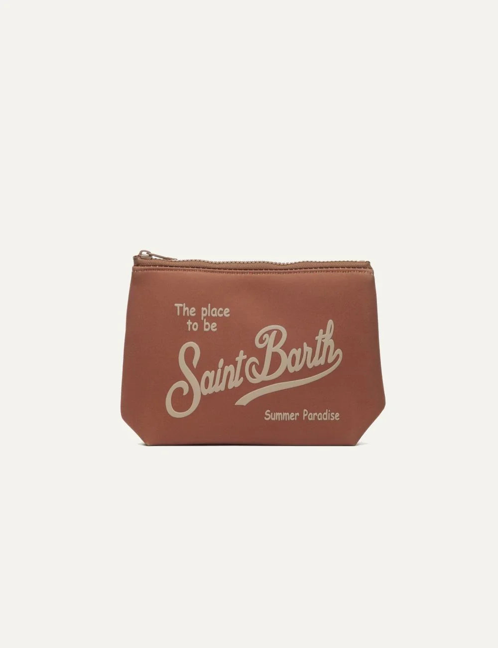 mc2 saint barth aline pouch brown neoprene logo front view