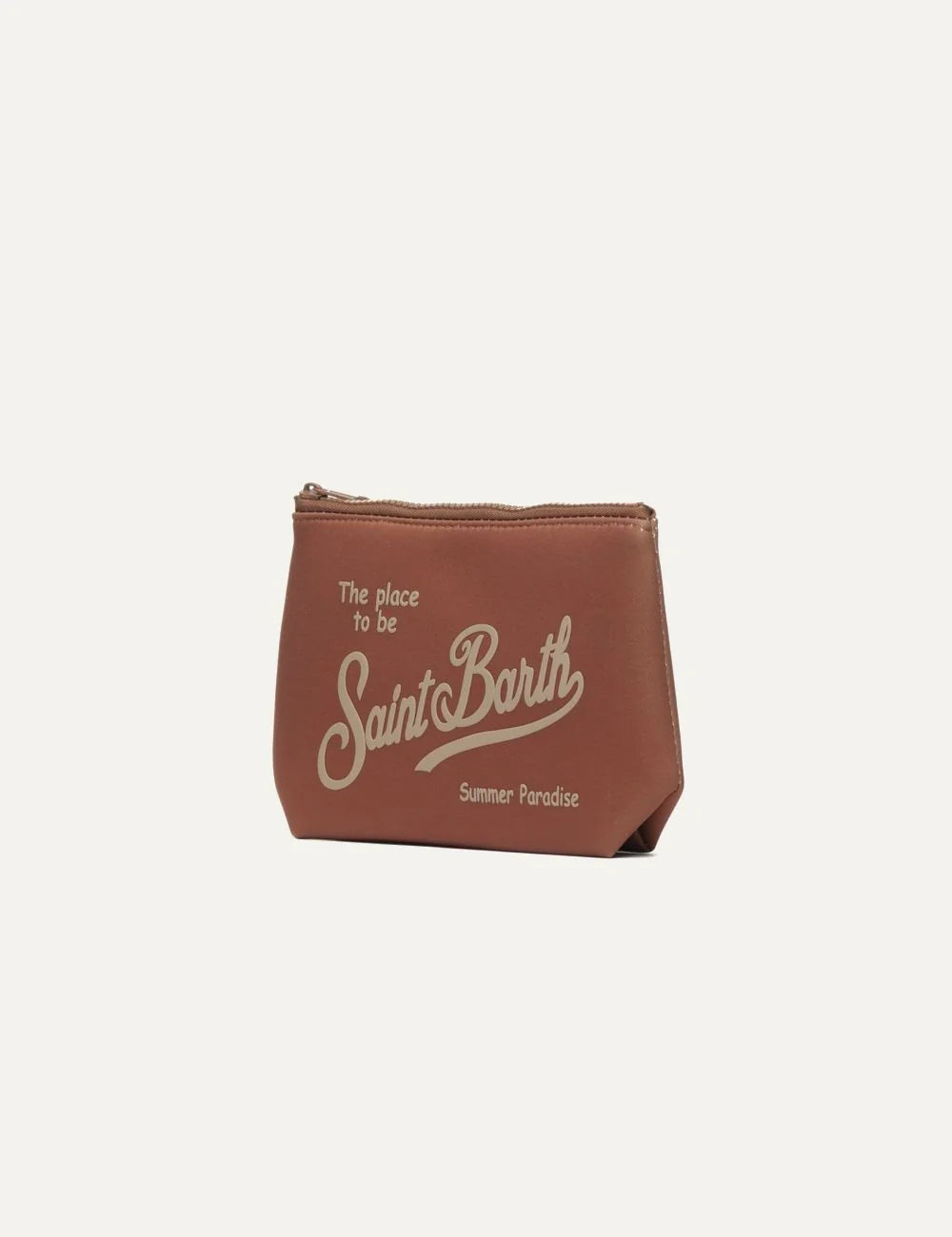 mc2 saint barth aline pouch brown neoprene logo side view