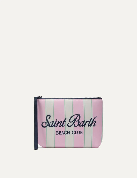 mc2 saint barth aline pouch striped pink green beach club front view