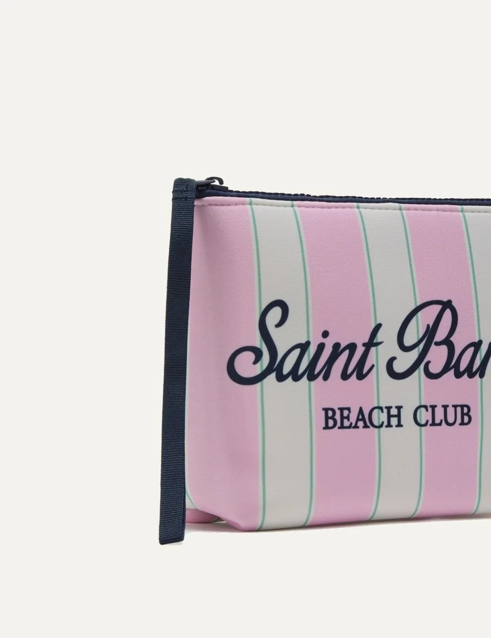 mc2 saint barth aline pouch striped pink green beach club front detail view