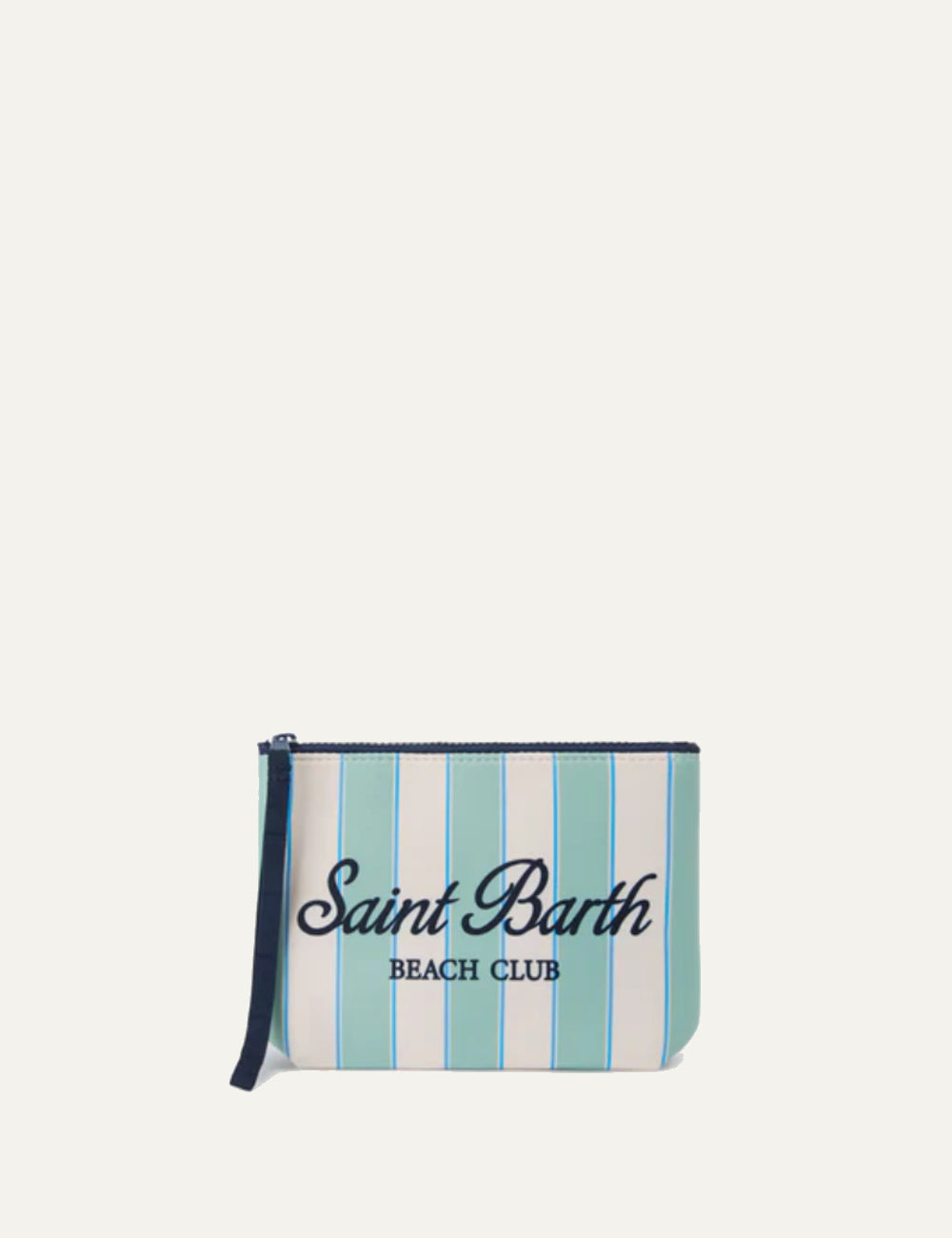 mc2 saint barth aline pouch striped turquoise white beach club front view
