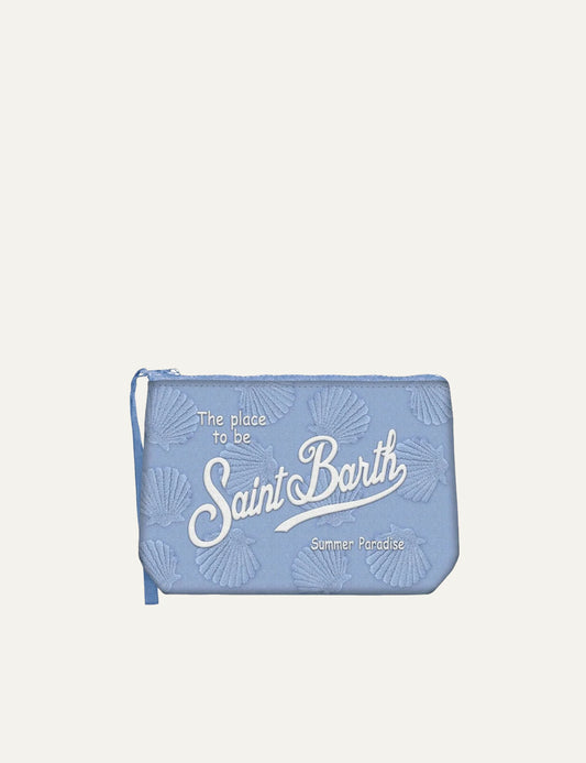 mc2 saint barth aline shell pouch light blue wristlet front view