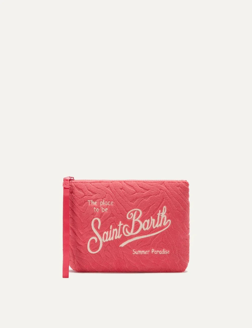 mc2 saint barth aline terry zebra pouch coral front view