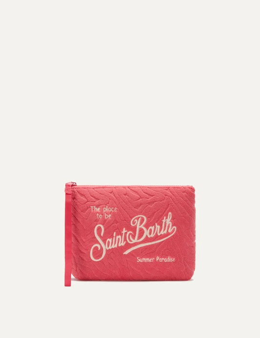 mc2 saint barth aline terry zebra pouch coral front view