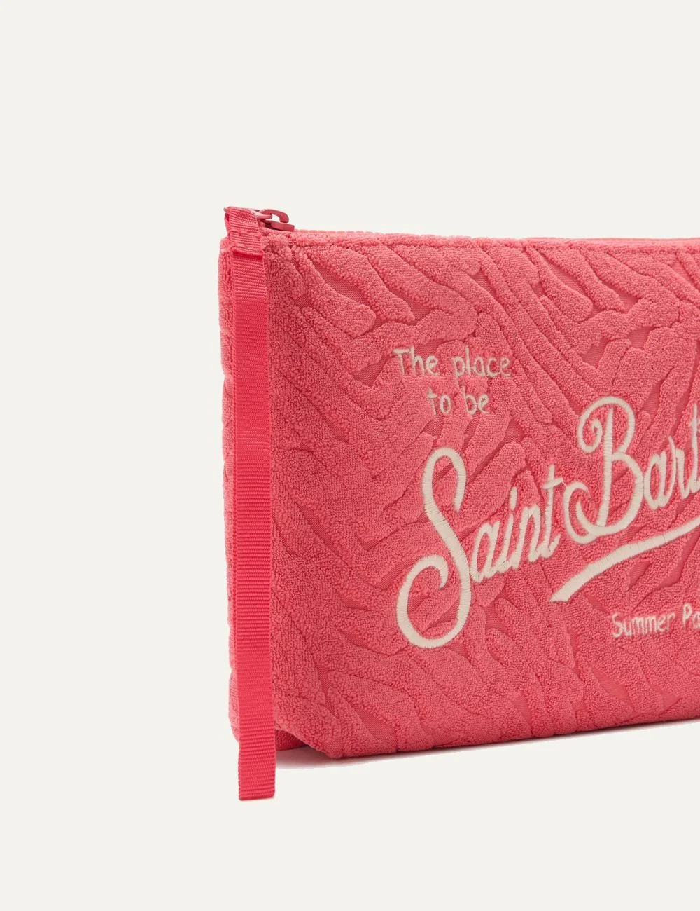 mc2 saint barth aline terry zebra pouch coral front detail view