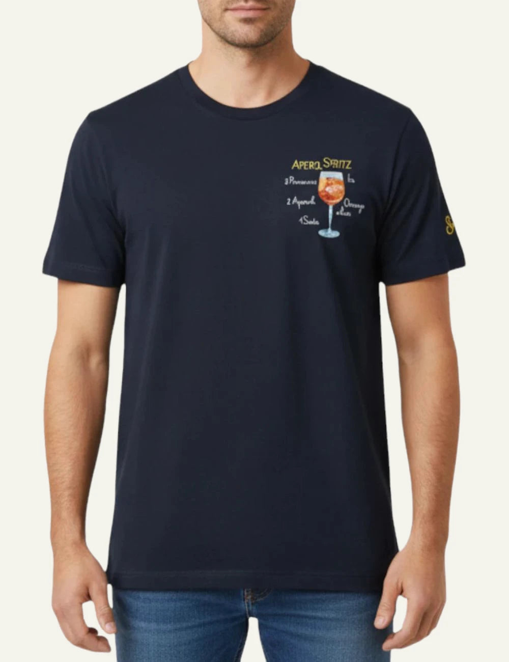MC2 Saint Barth Aperol Spritz t-shirt navy print front model view