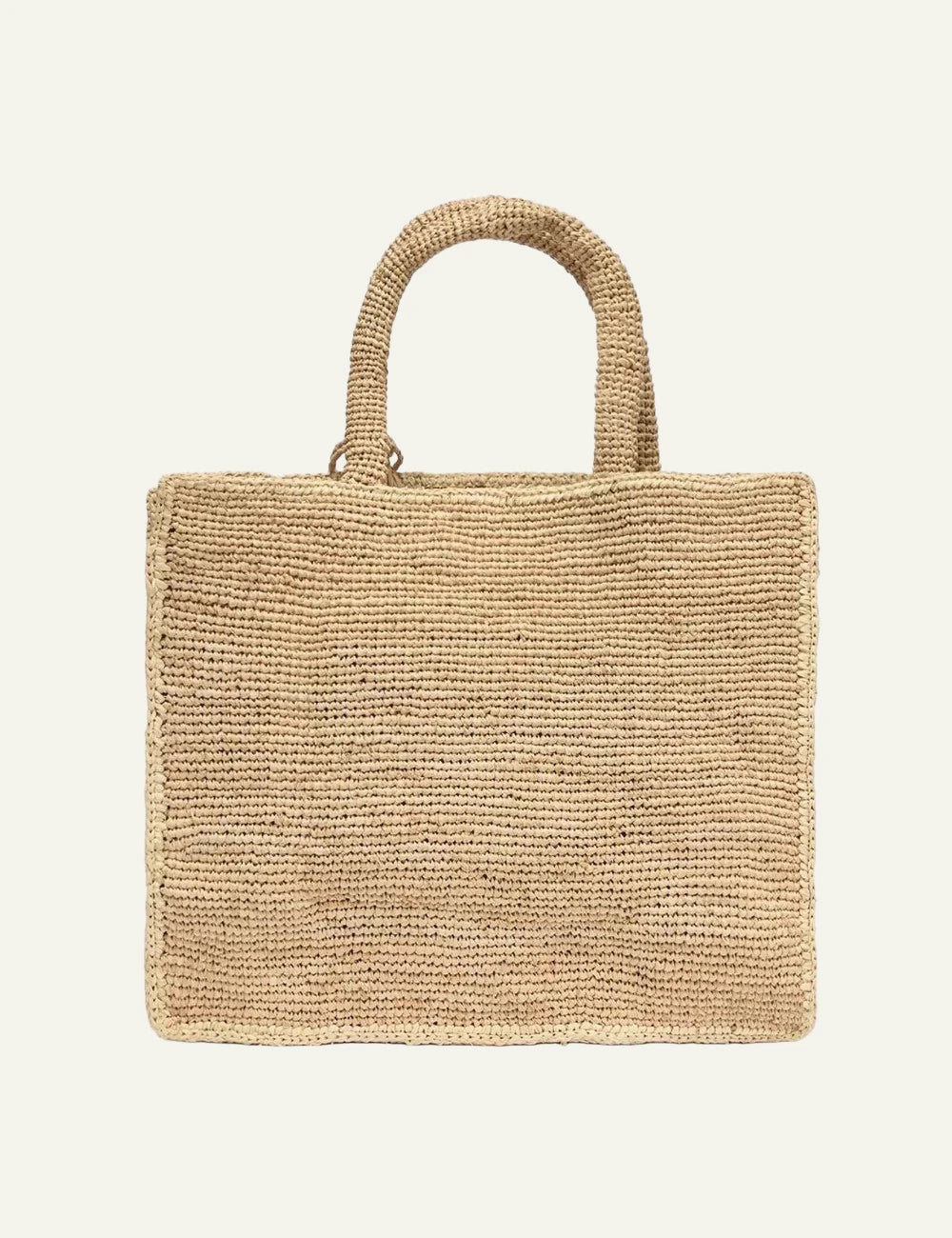 MC2 Saint Barth beige raffia tote bag with embroidered logo and tassel back