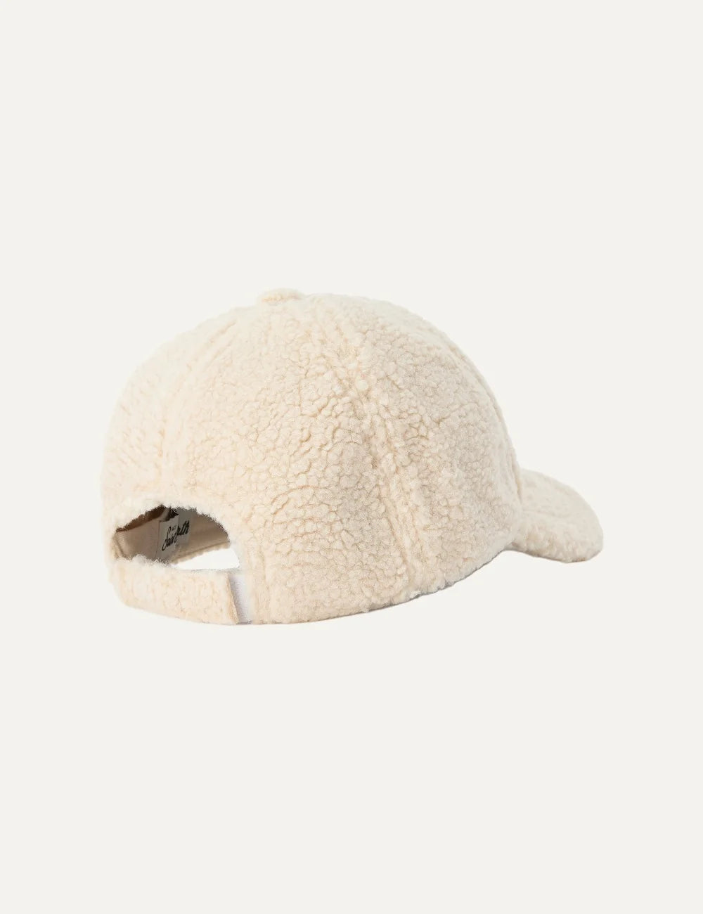Mc2 Saint Barth beige teddy fleece baseball cap with curved visor and tonal embroidered Saint Barth logo back