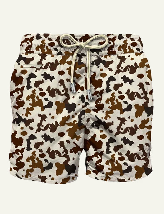 MC2 Saint Barth camouflage print swim shorts white brown front view