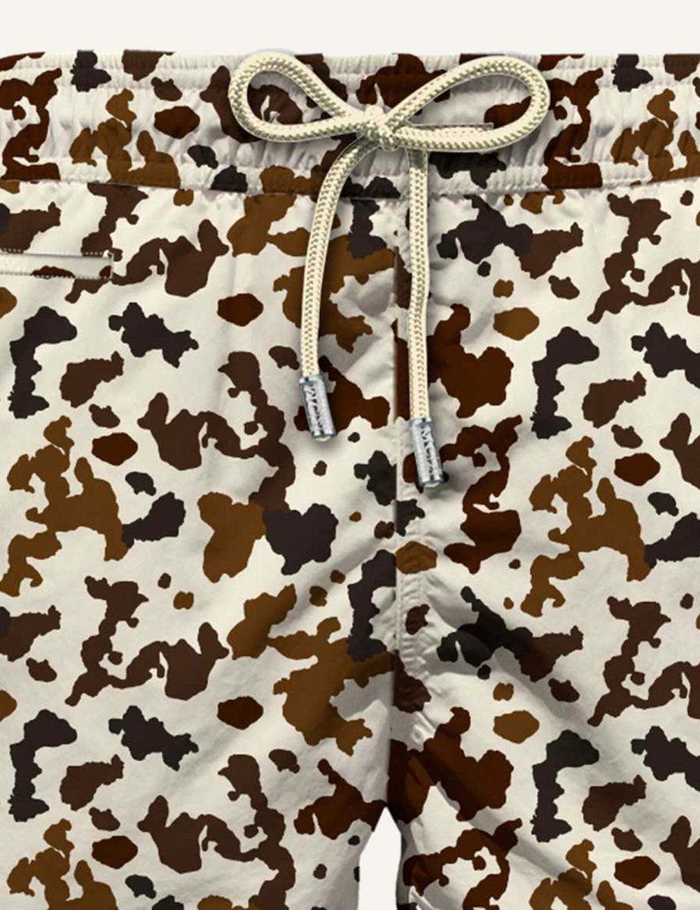 MC2 Saint Barth camouflage print swim shorts white brown front detail view