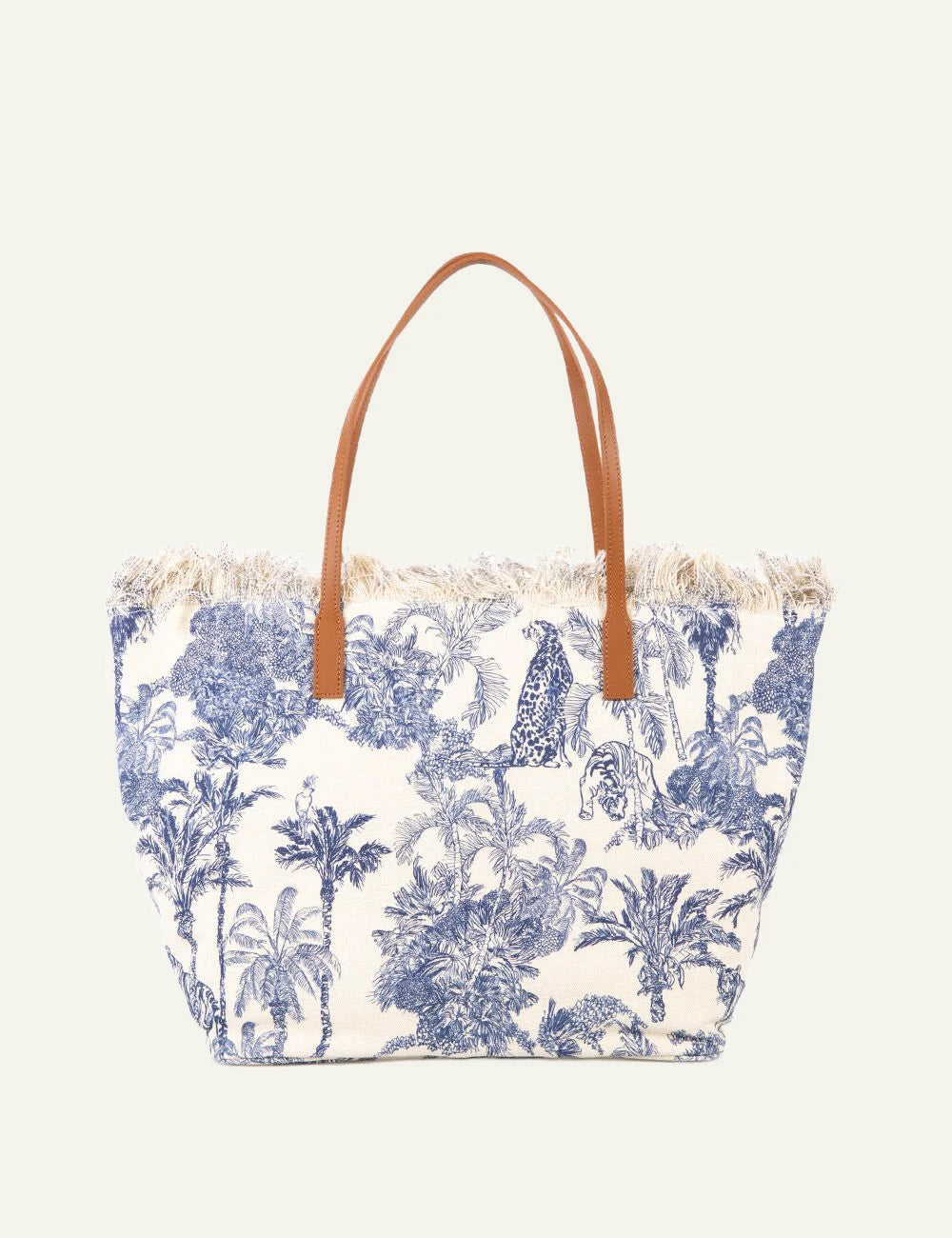 MC2 Saint Barth canvas tote bag blue tropical print large shoulder bag back view