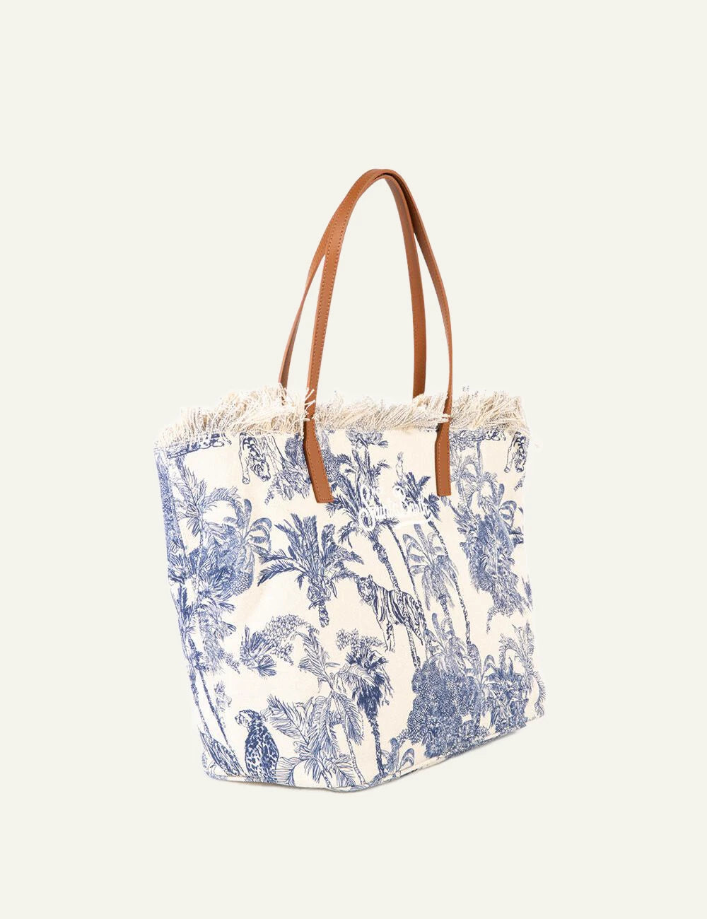 MC2 Saint Barth canvas tote bag blue tropical print large shoulder bag side view