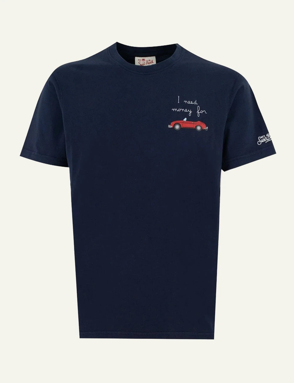 MC2 Saint Barth car graphic t-shirt navy embroidered front flat view