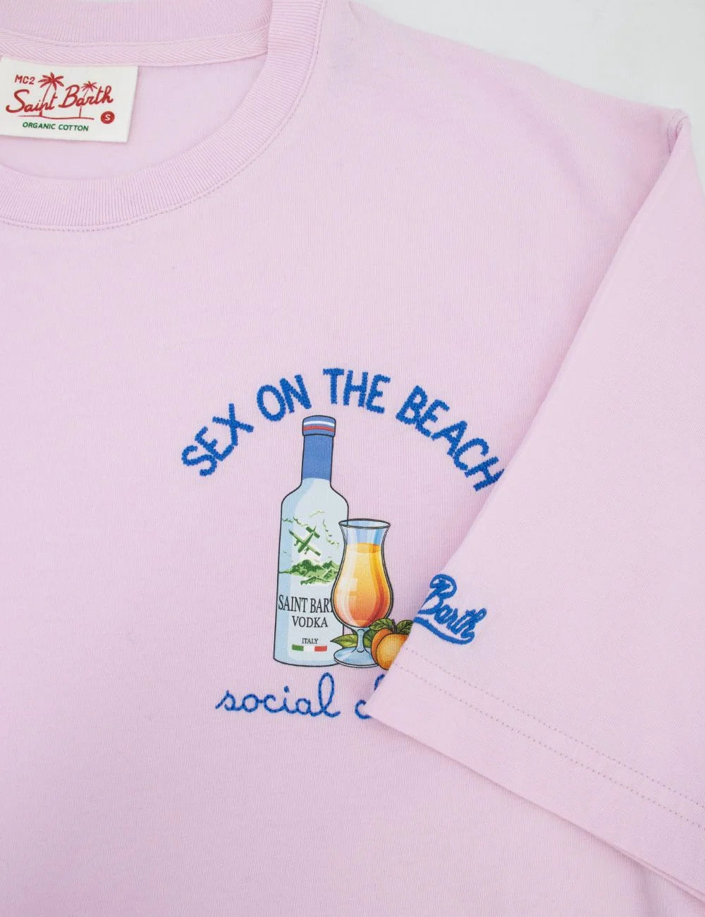 mc2 saint barth cocktail graphic t-shirt pink social club front detail view